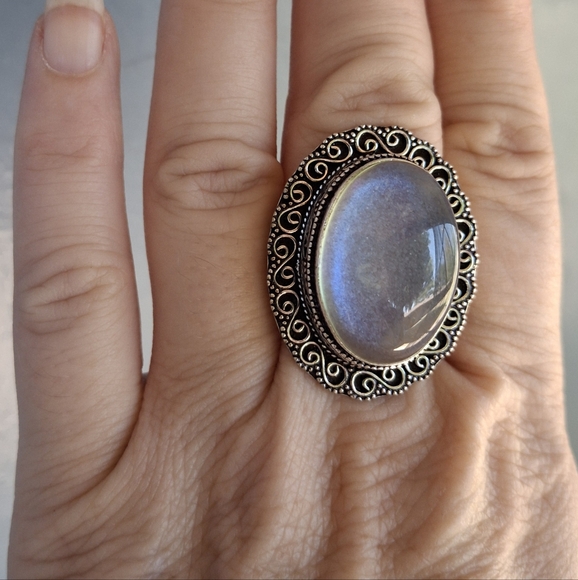 New Dichroic Glass 925 Silver Ring.  - Picture 11 of 16